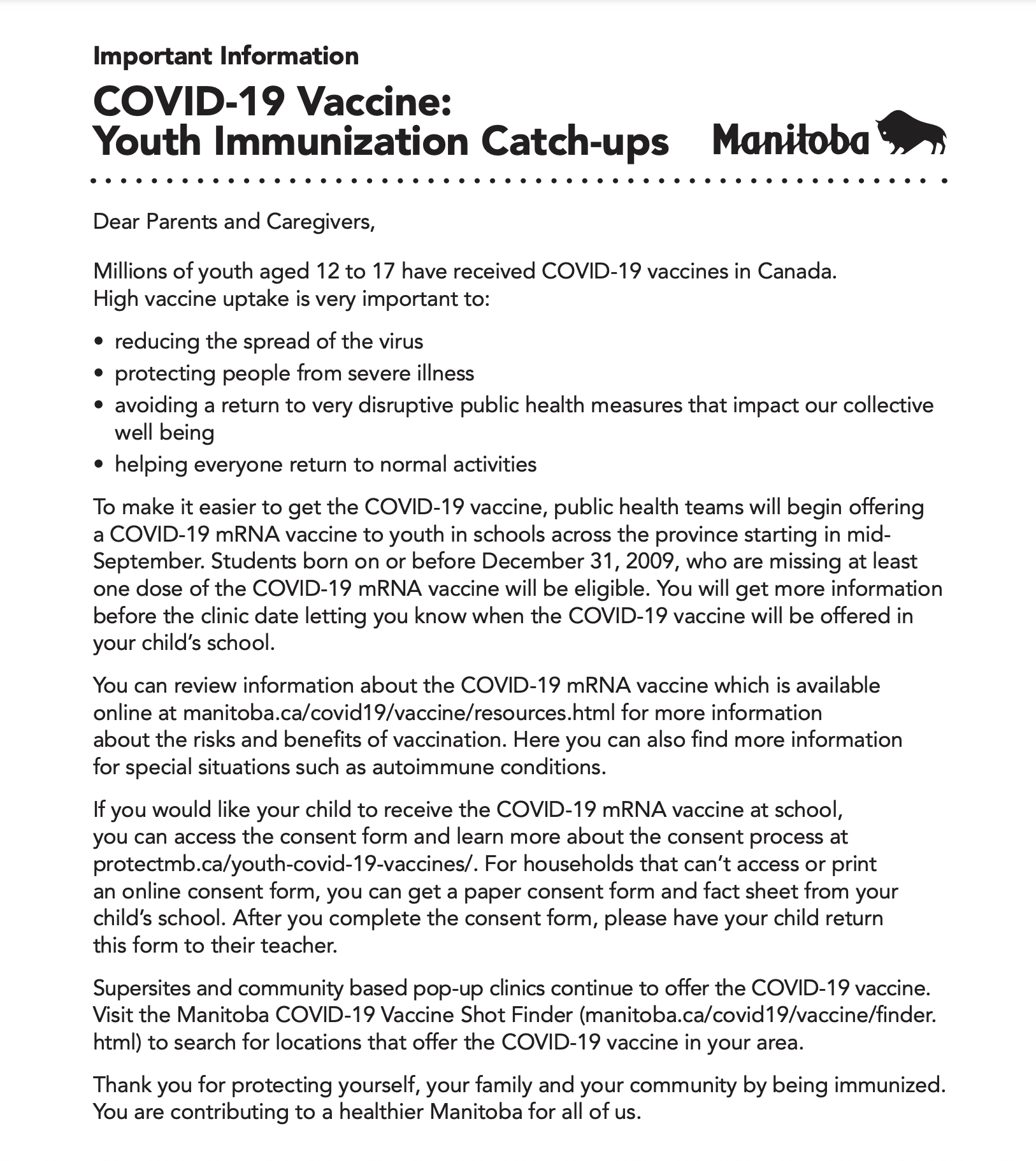 COVID-19 Vaccine: Youth Immunization Catch-ups