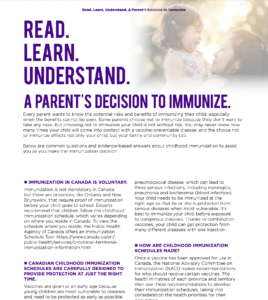 Read. Learn. Understand. A Parent's Decision to Immunize