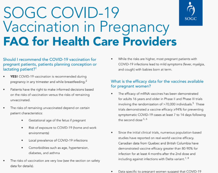 COVID-19 Vaccination in Pregnancy – FAQs for healthcare professionals