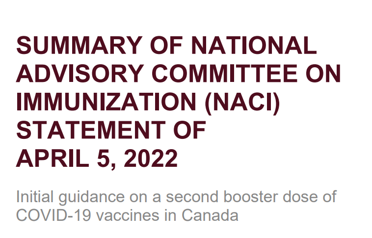 NACI Initial guidance on a second booster dose of COVID-19 vaccines in Canada