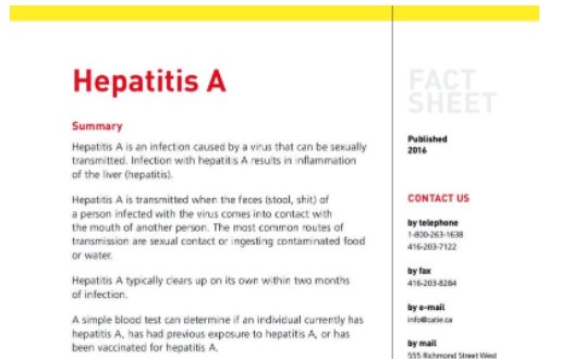 Hepatitis A CATIE fact sheet