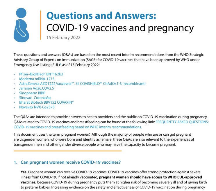 Q&A: COVID-19 vaccines and pregnancy