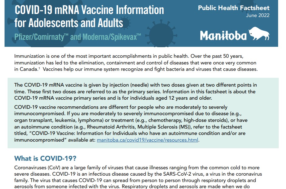 COVID-19 mRNA Vaccine Information for Adolescents and Adults