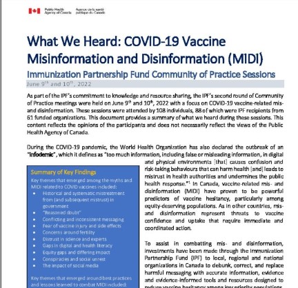 What We Heard: COVID-19 Vaccine Misinformation and Disinformation IPF
