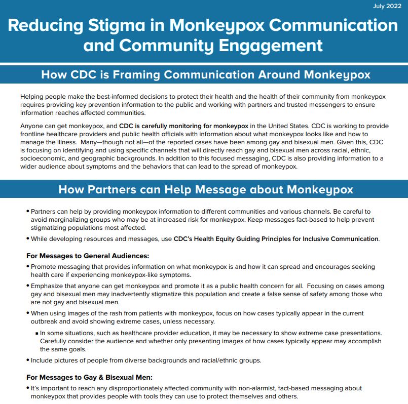 Reducing stigma in Monkeypox communication and community engagement