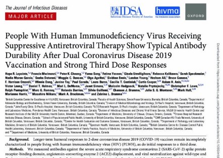 People with HIV receiving suppressive ART show typical antibody durability after dual COVID-19 vaccination and strong third dose response